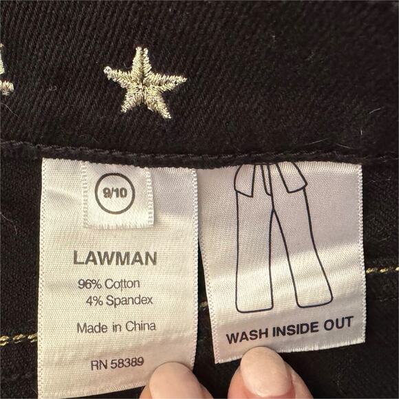 Lawman Jeans Women’s 9/10 L Long Black Gold Embellished Rodeo Western 1036 - Picture 7 of 15